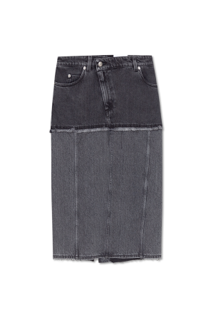 【関税&送料込】Alexander Mcqueen Two-Tone Denim Skirt Alexander McQueen Two-Tone Denim Skirt Grey | Spijkerrok